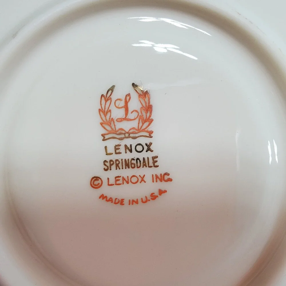Lenox Springdale Cup Saucer Salad Bread & Dinner Plates 5 Pieces Platinum Trim